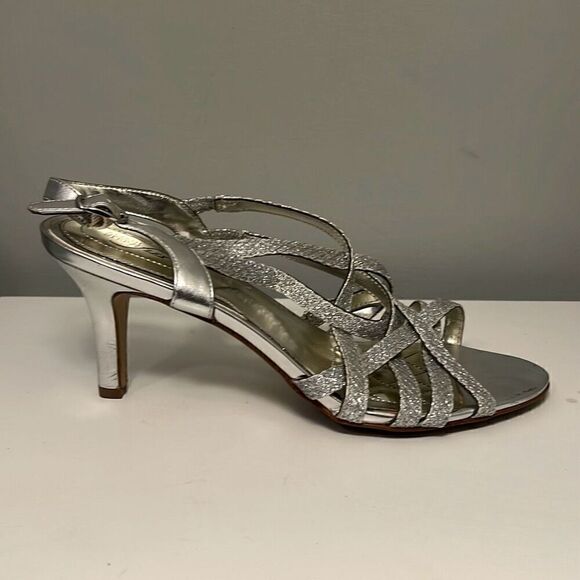 Alfani Alisa Silver Sparkly Strappy Heel Sandals Size 7.5M - Picture 9 of 12